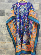 Purple paradise floral print silk blend kaftan